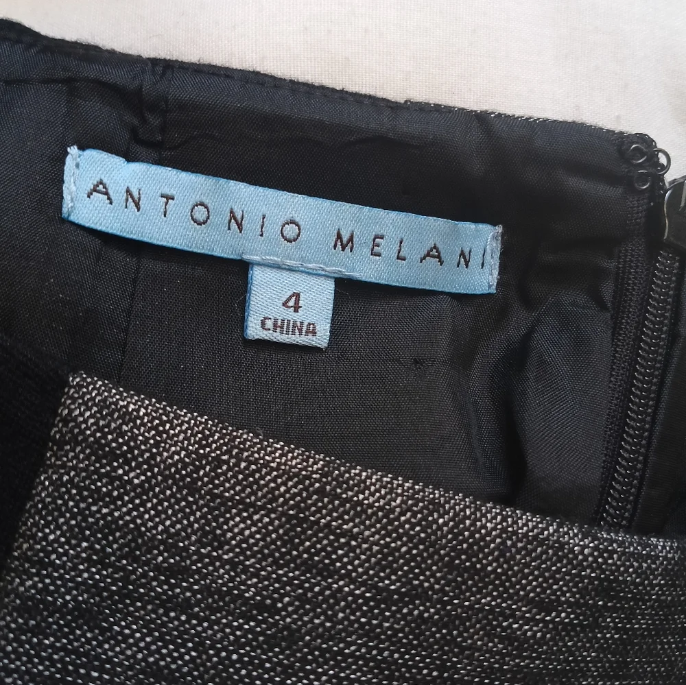 ANTONIO MELANI Skirt Women 4 Charcoal & Black Pencil Skirt Career Preppy Elegant